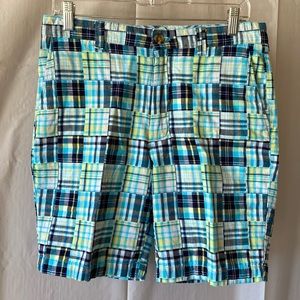Macy's Club Room Blue and Yellow Madras Bermuda Shorts